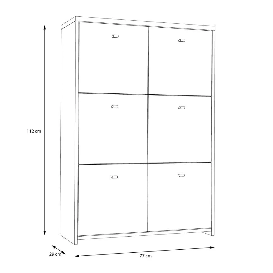 6 Door Storage Cabinet - Oak, White