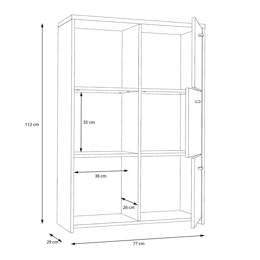 6 Door Storage Cabinet - Oak, White