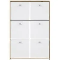 6 Door Storage Cabinet - Oak, White