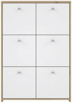 6 Door Storage Cabinet - Oak, White