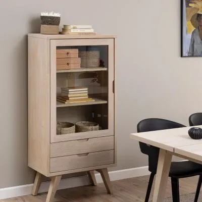 A-Line 2 Drawer Display Cabinet - White Oak image