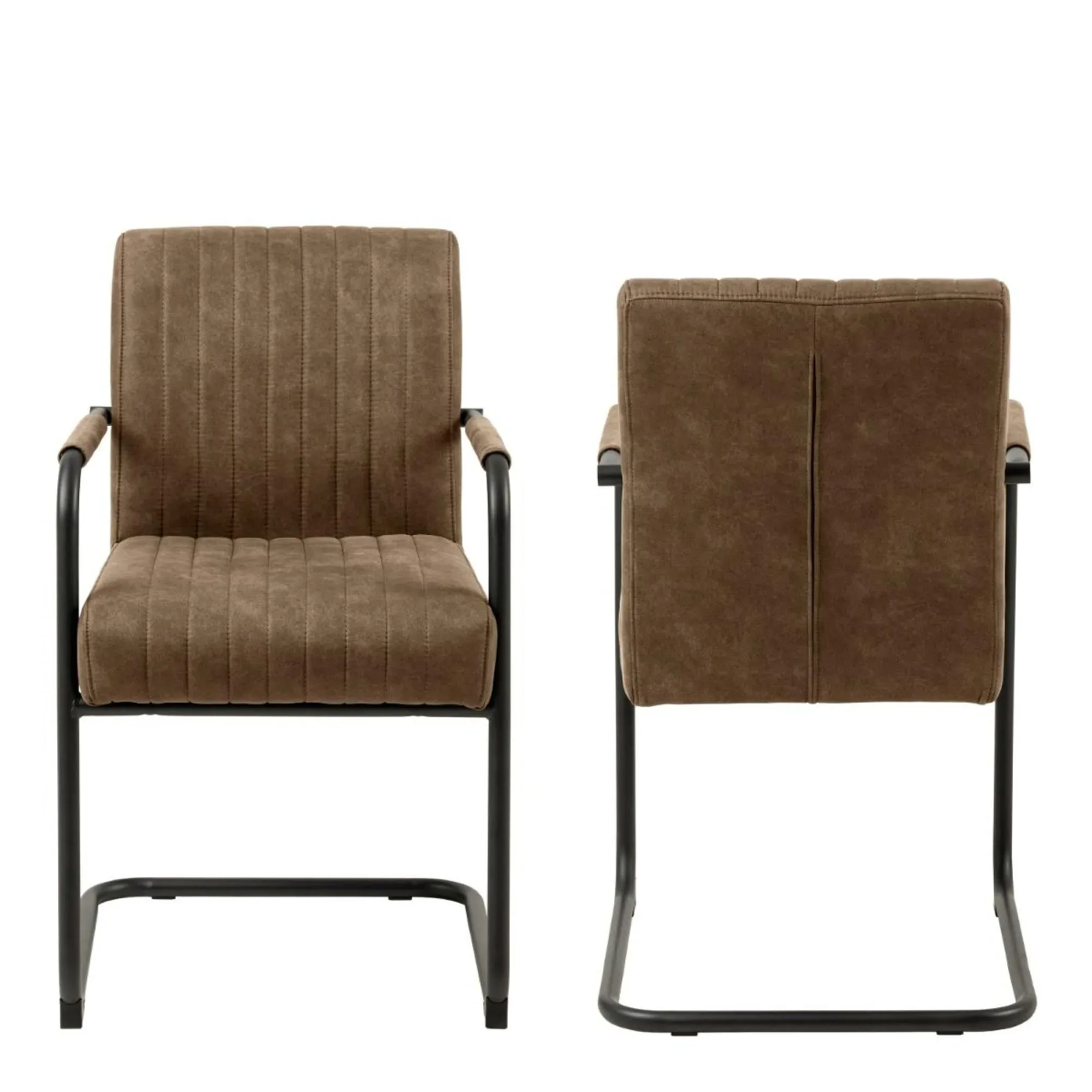 Adele Dining Chair Set of 2 - Light Brown, Fabric