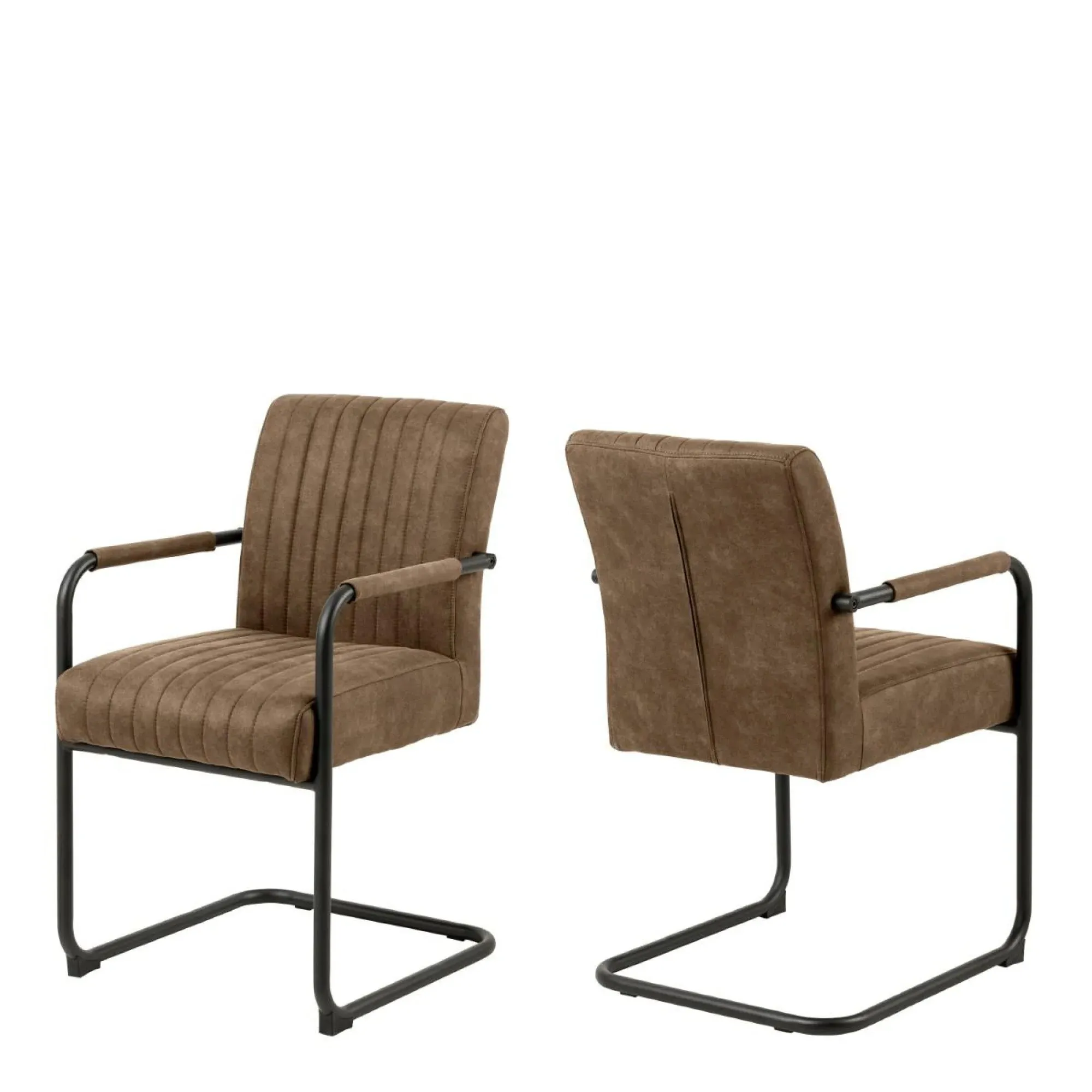 Adele Dining Chair Set of 2 - Light Brown, Fabric