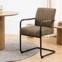 Adele Dining Chair Set of 2 - Light Brown, Fabric