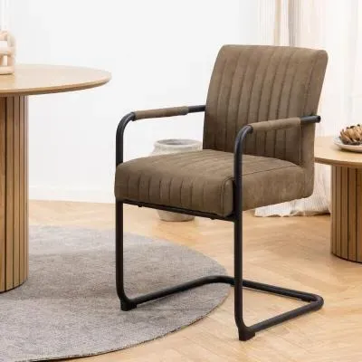 Adele Dining Chair Set of 2 - Light Brown, Fabric image