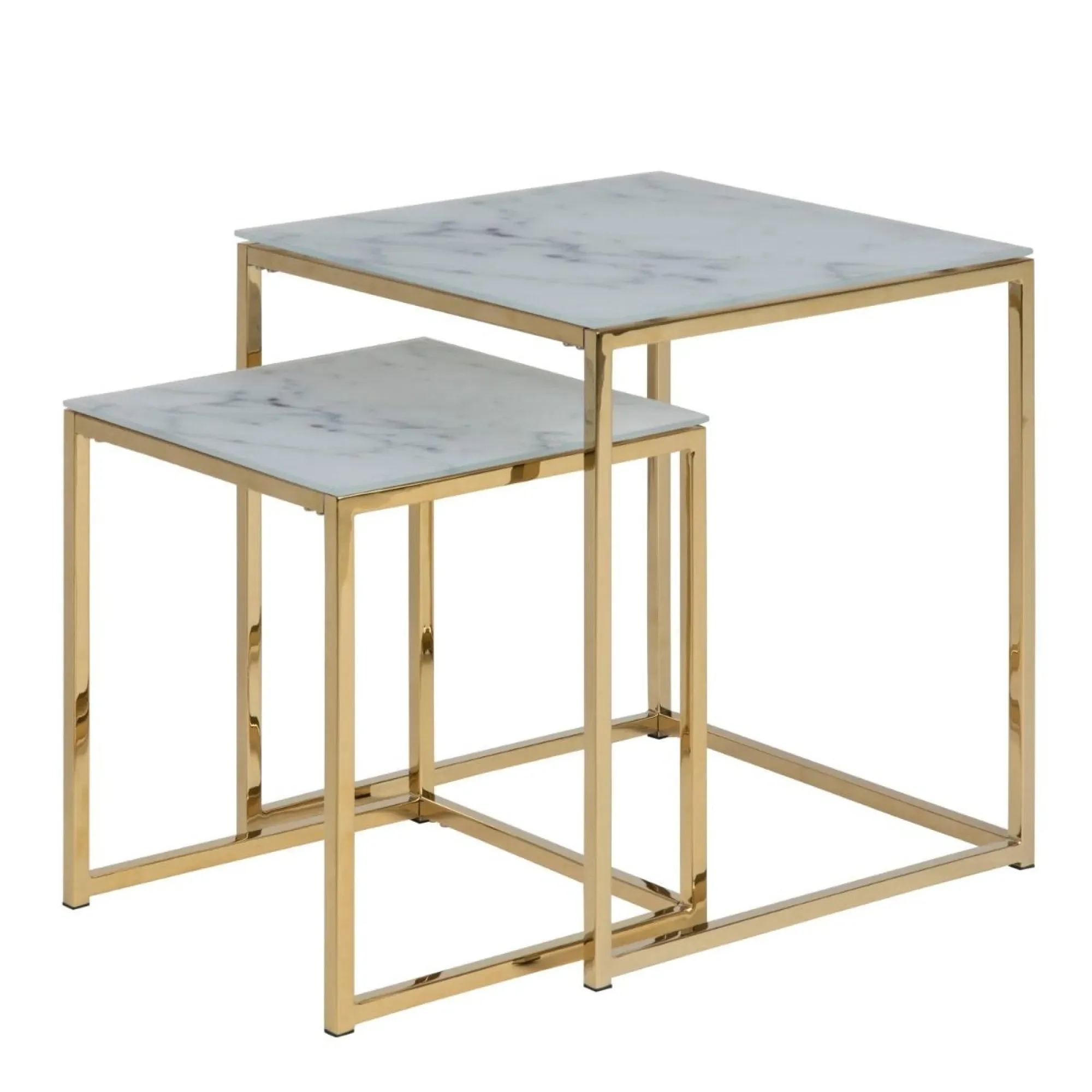 Alisma Nest of 2 Tables - White, Marble Effect