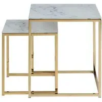 Alisma Nest of 2 Tables - White, Marble Effect