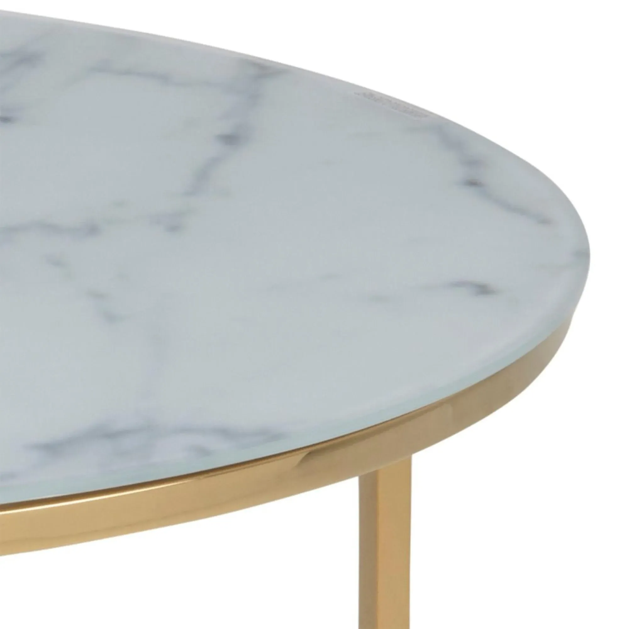 Alisma Round Coffee Table with Gold Legs - White, Marble Effect