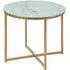 Alisma Round Side Table with Gold Legs - White, Marble Effect