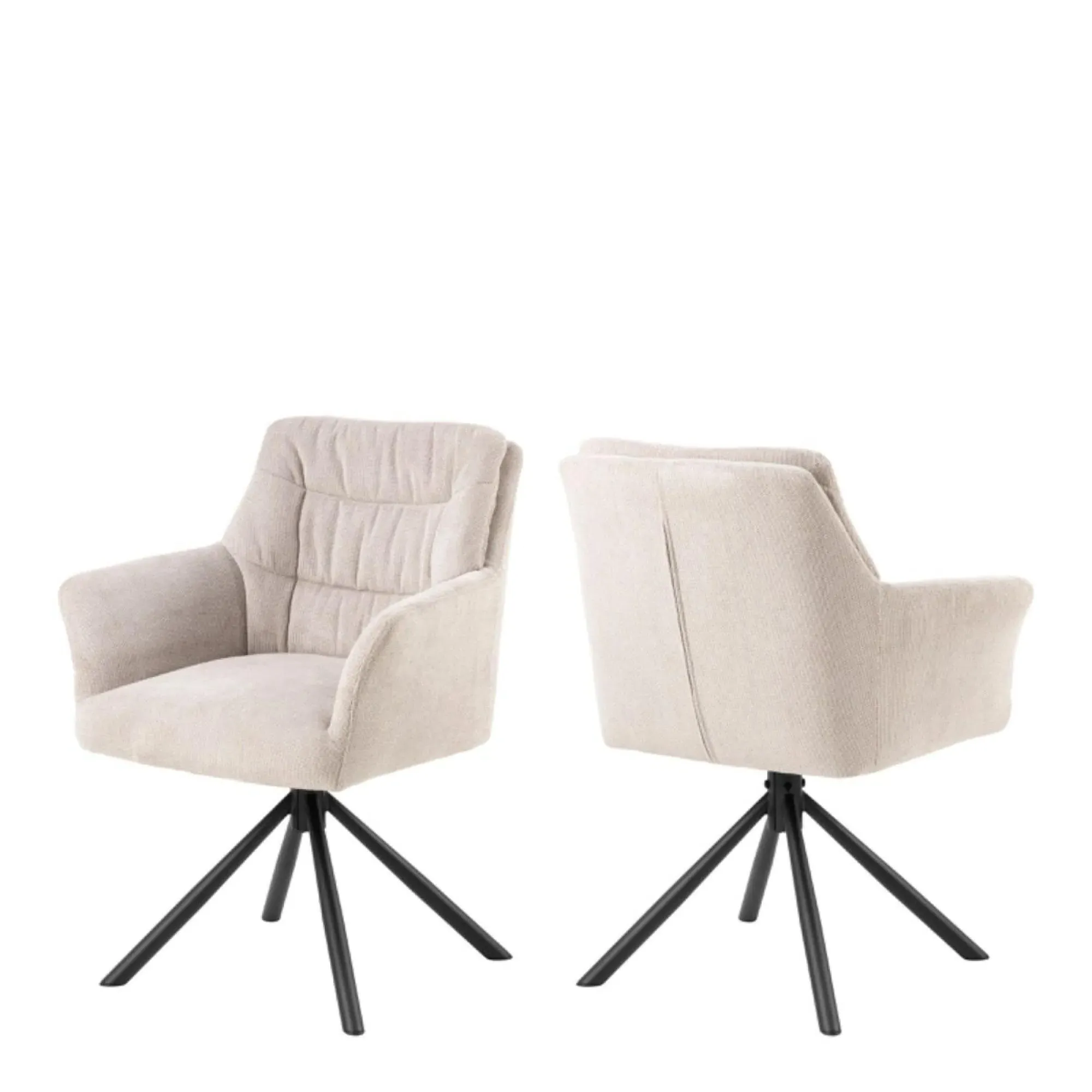 Alonso Swivel Dining Armchair - Cream, Fabric