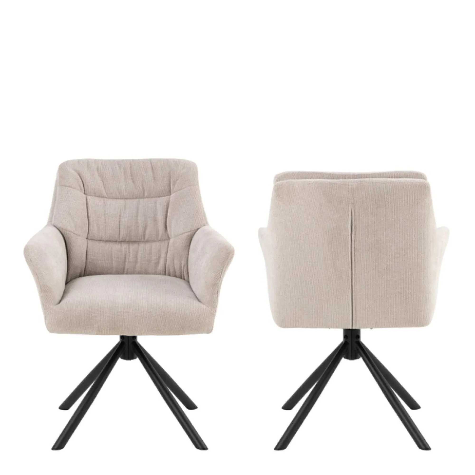 Alonso Swivel Dining Armchair - Cream, Fabric