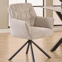 Alonso Swivel Dining Armchair - Cream, Fabric