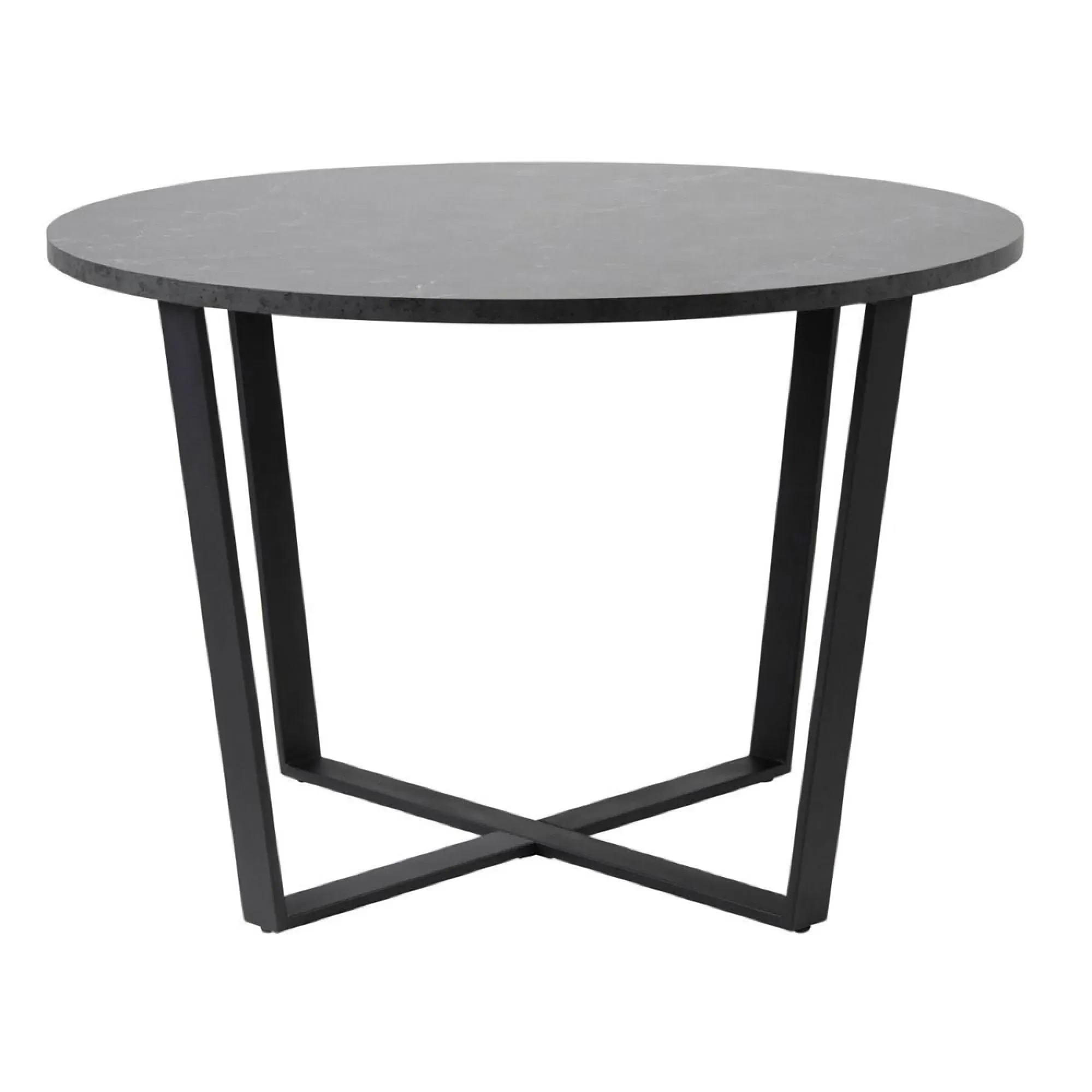 Amble 4 Seater Round Dining Table - Black, Marble Effect