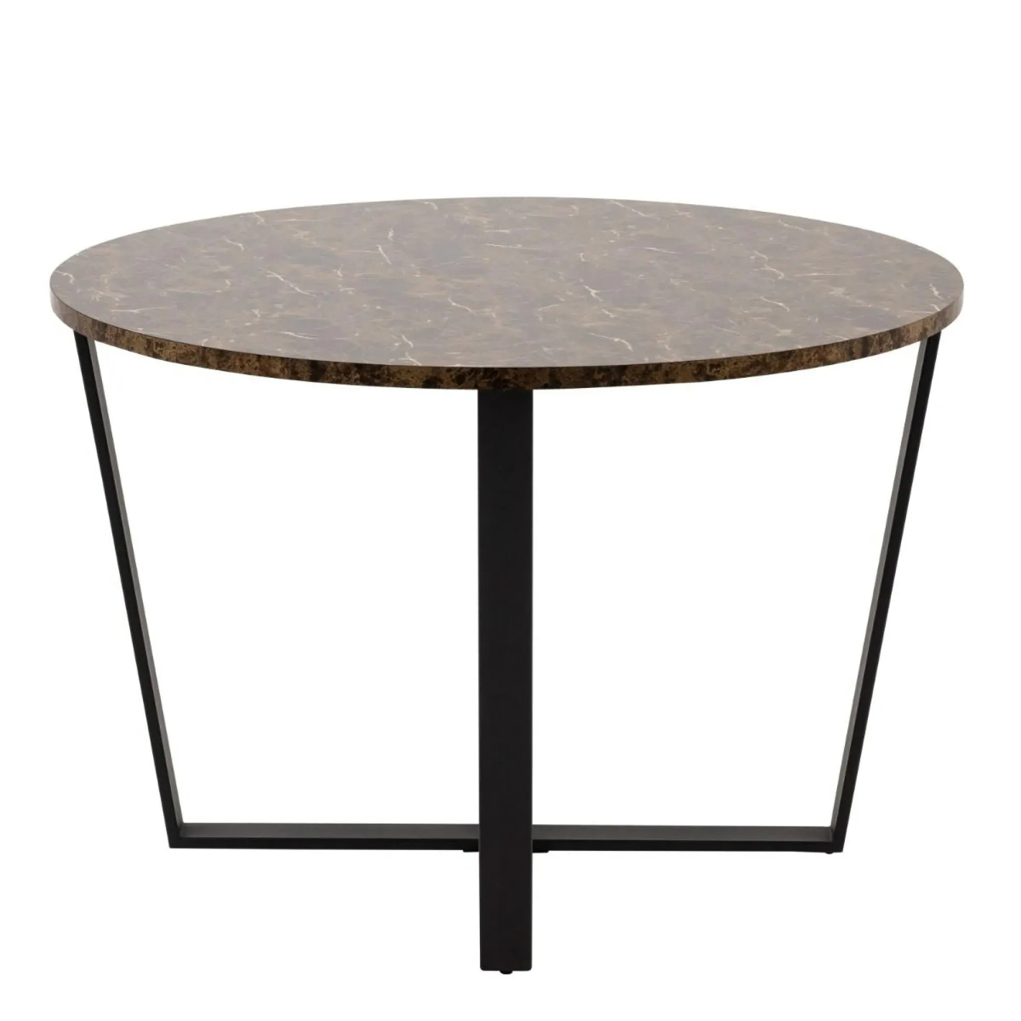 Amble 4 Seater Round Dining Table - Brown, Marble Effect