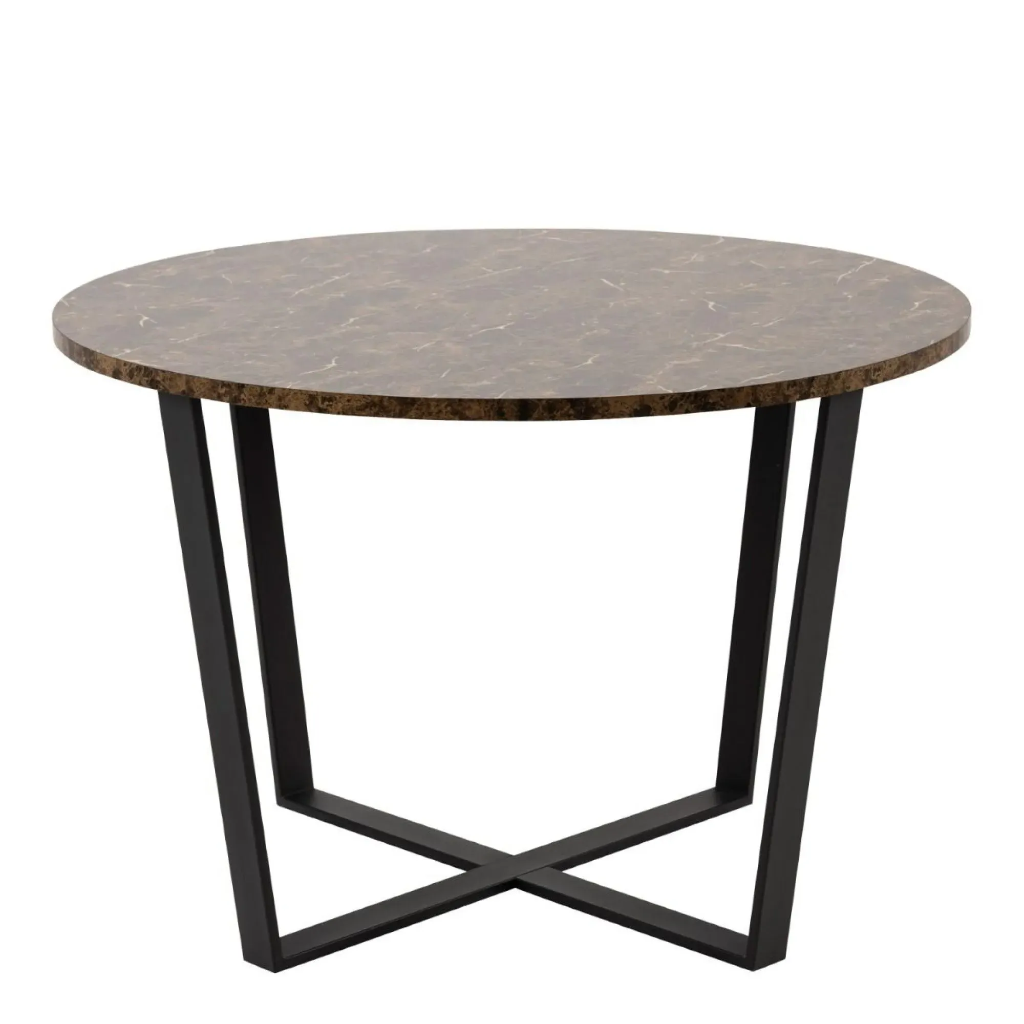 Amble 4 Seater Round Dining Table - Brown, Marble Effect