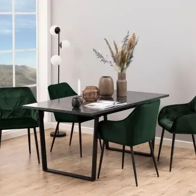 Amble 6 Seater Dining Table - Black Marble Effect