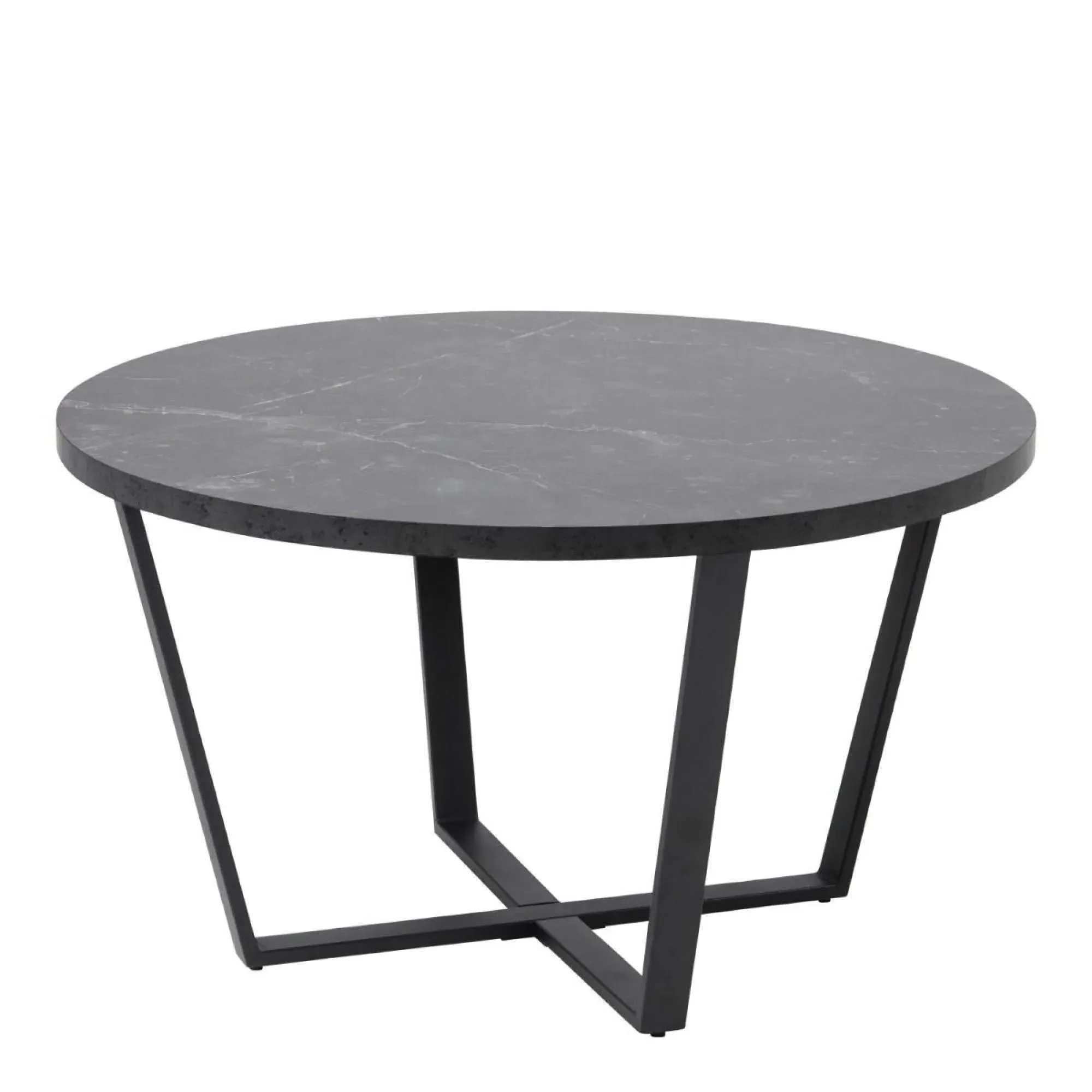 Amble Round Coffee Table - Black, Marble Effect