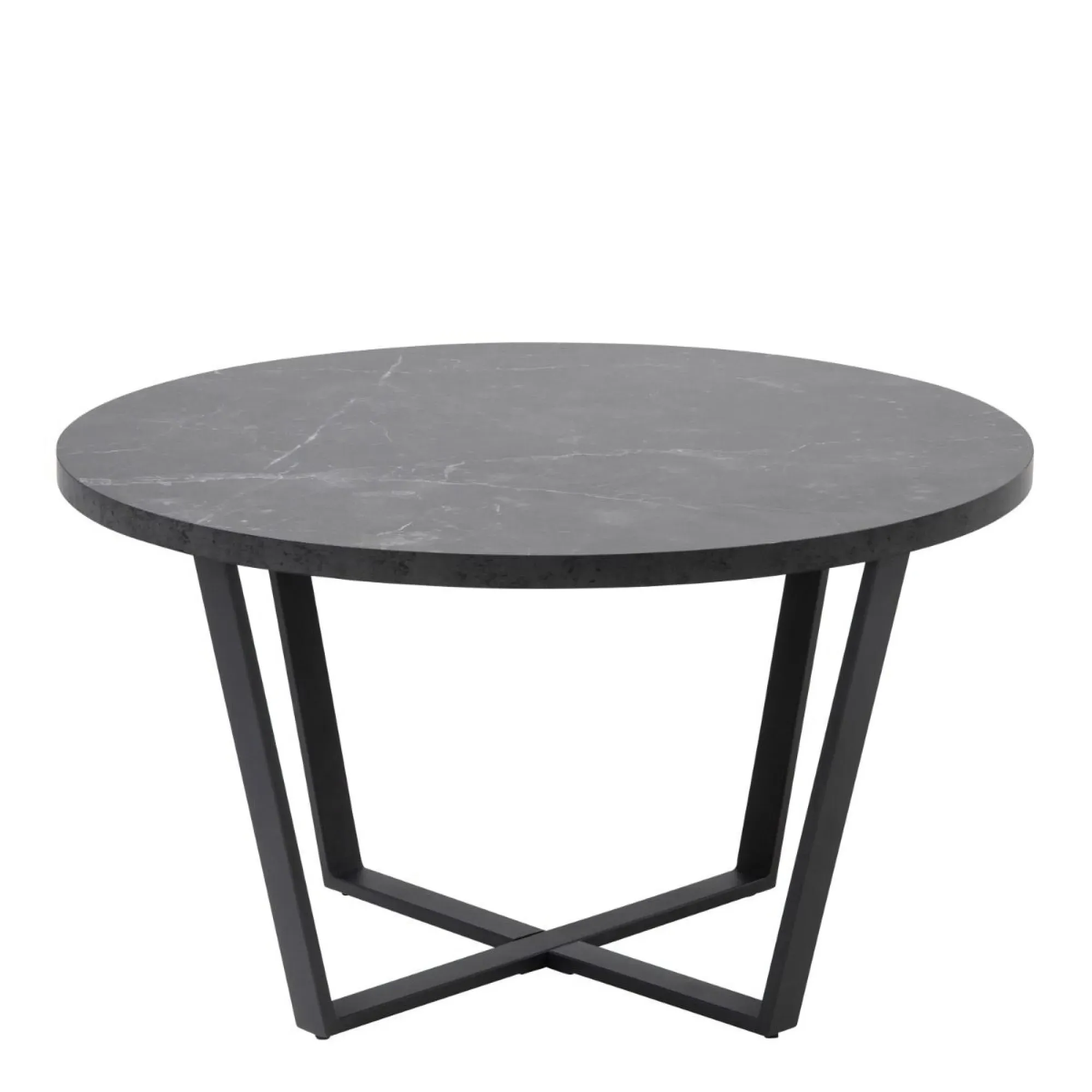 Amble Round Coffee Table - Black, Marble Effect
