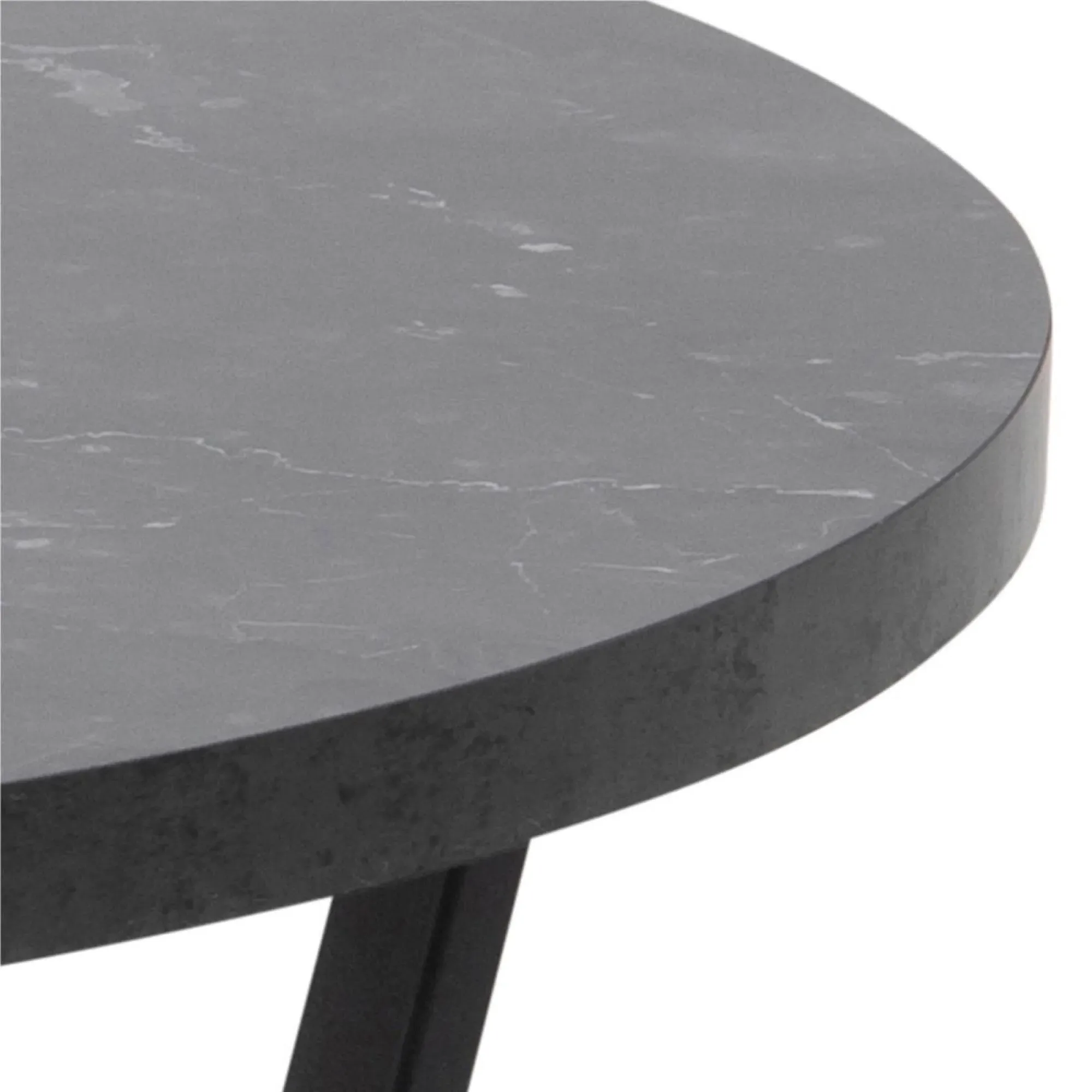 Amble Round Coffee Table - Black, Marble Effect