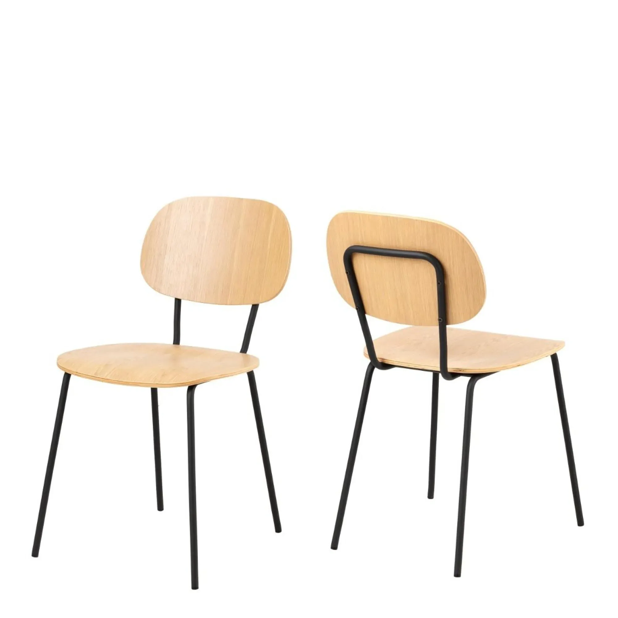 Amira Dining Chair Set of 2 - Brown, Oak