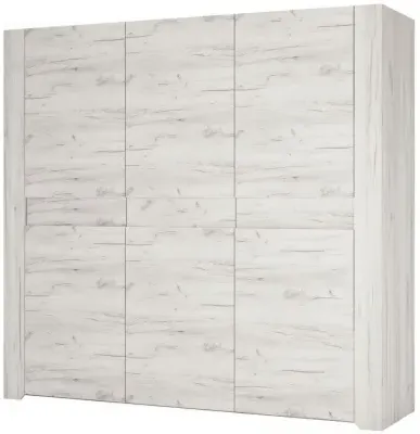 Angel 3 Door Triple Wardrobe - White, Oak image