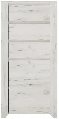 Angel Narrow Chest of Drawers with Door - White, Oak
