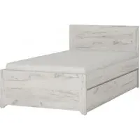 Angel Single Bed Frame with Storage - White, Oak