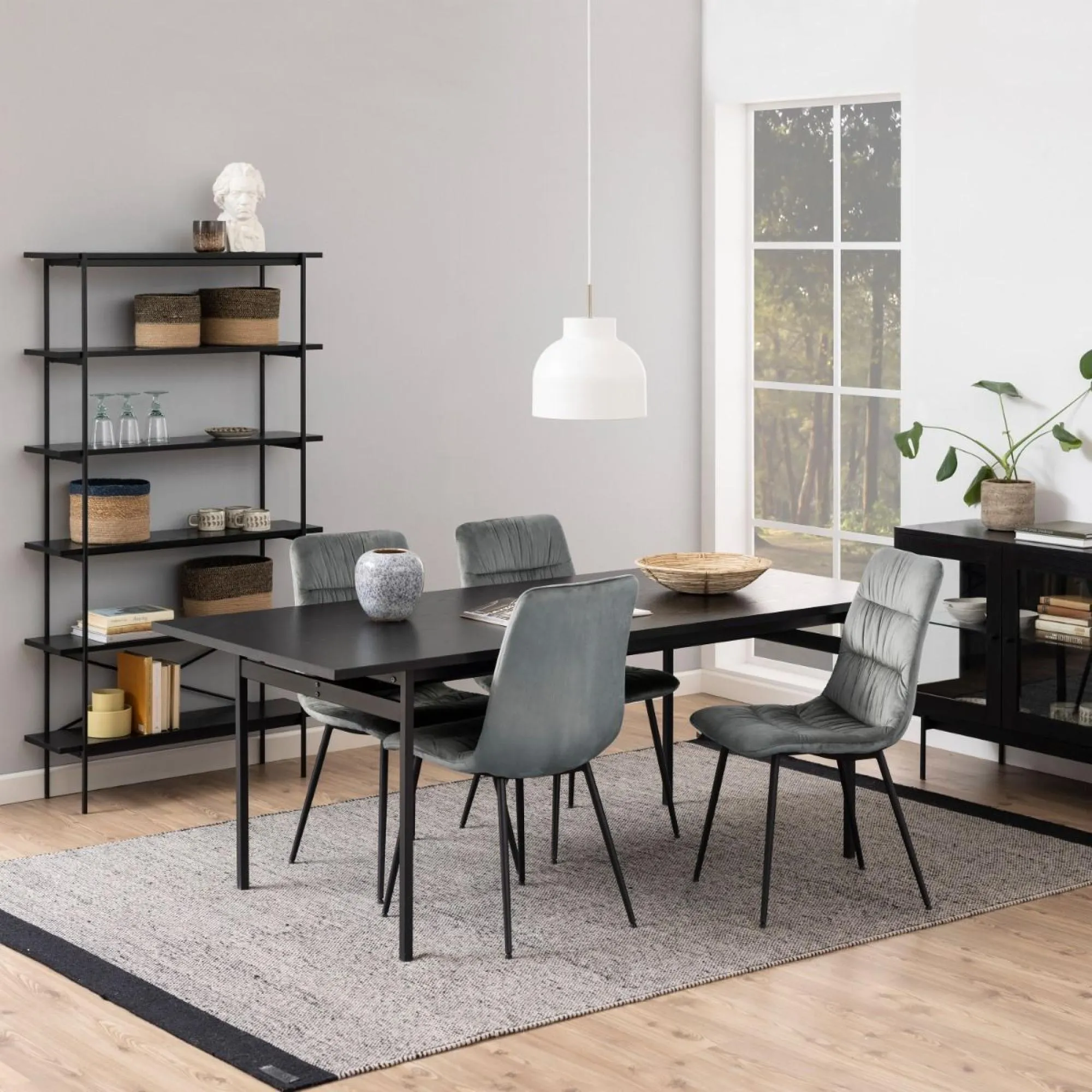 Angus 8 Seater Dining Table - Black, Ash