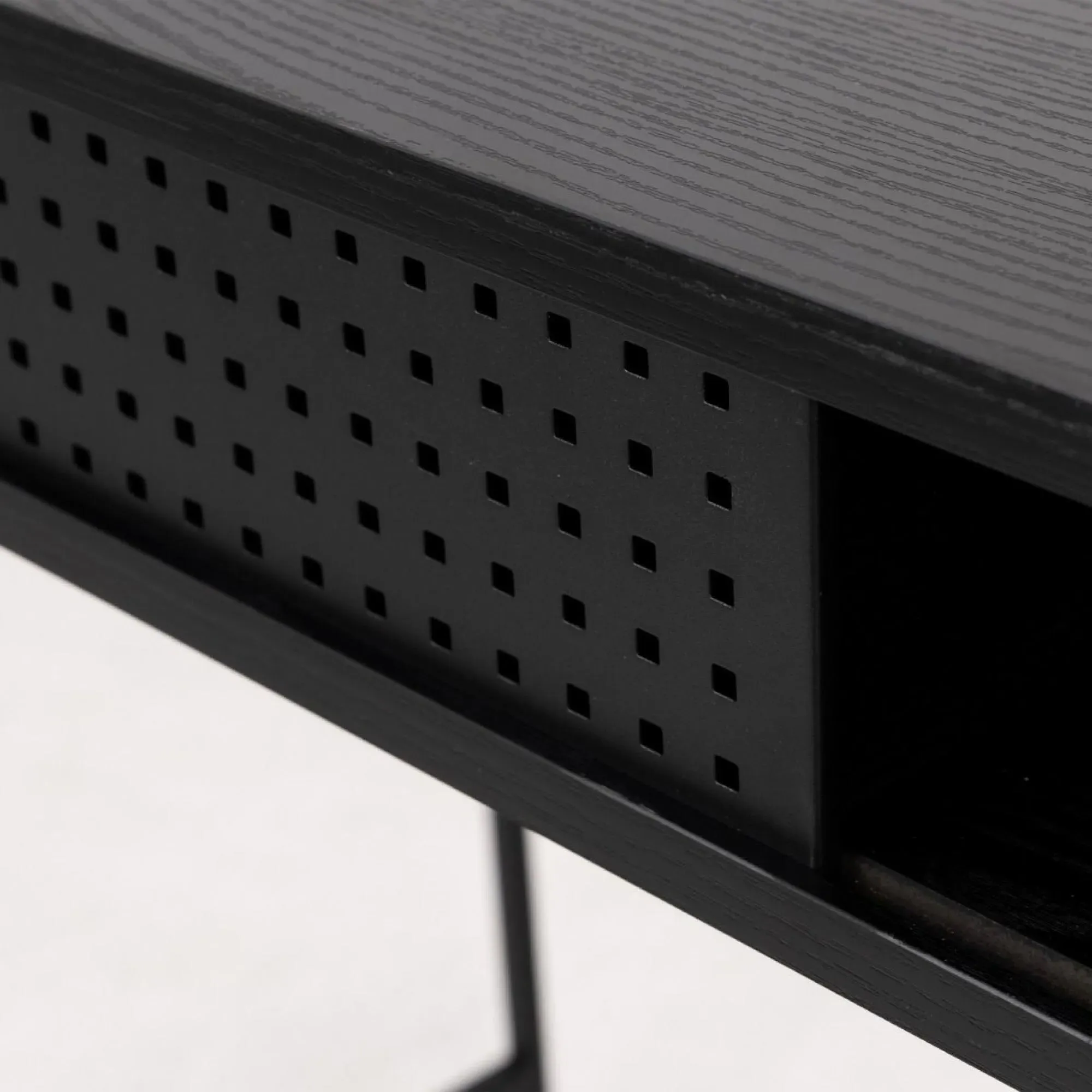 Angus Sliding Door Desk - Black, Ash