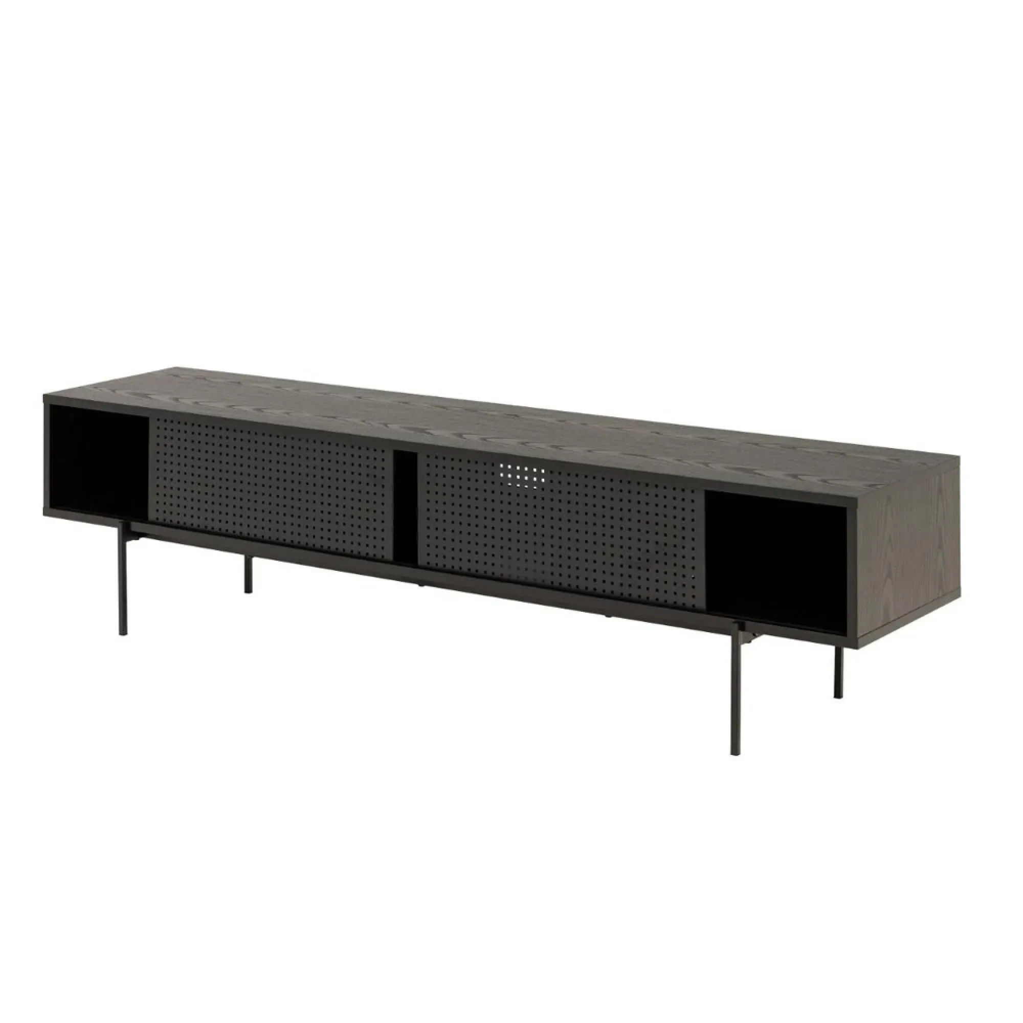 Angus TV Unit with 2 Sliding Doors - Black, Ash