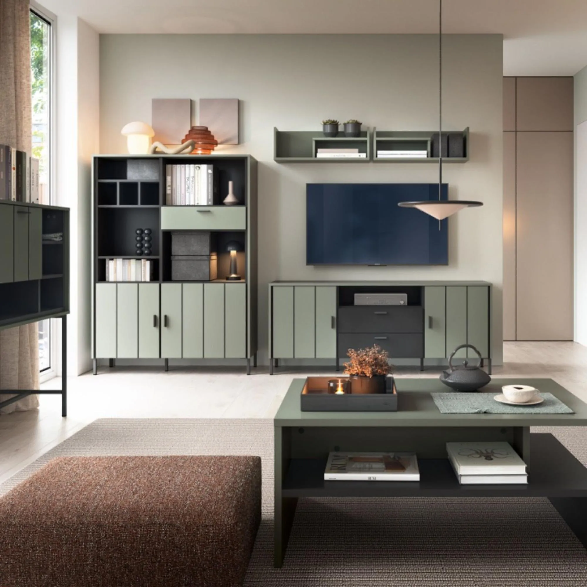 Arundel 2 Drawer Medium Sideboard with 2 Doors - Green