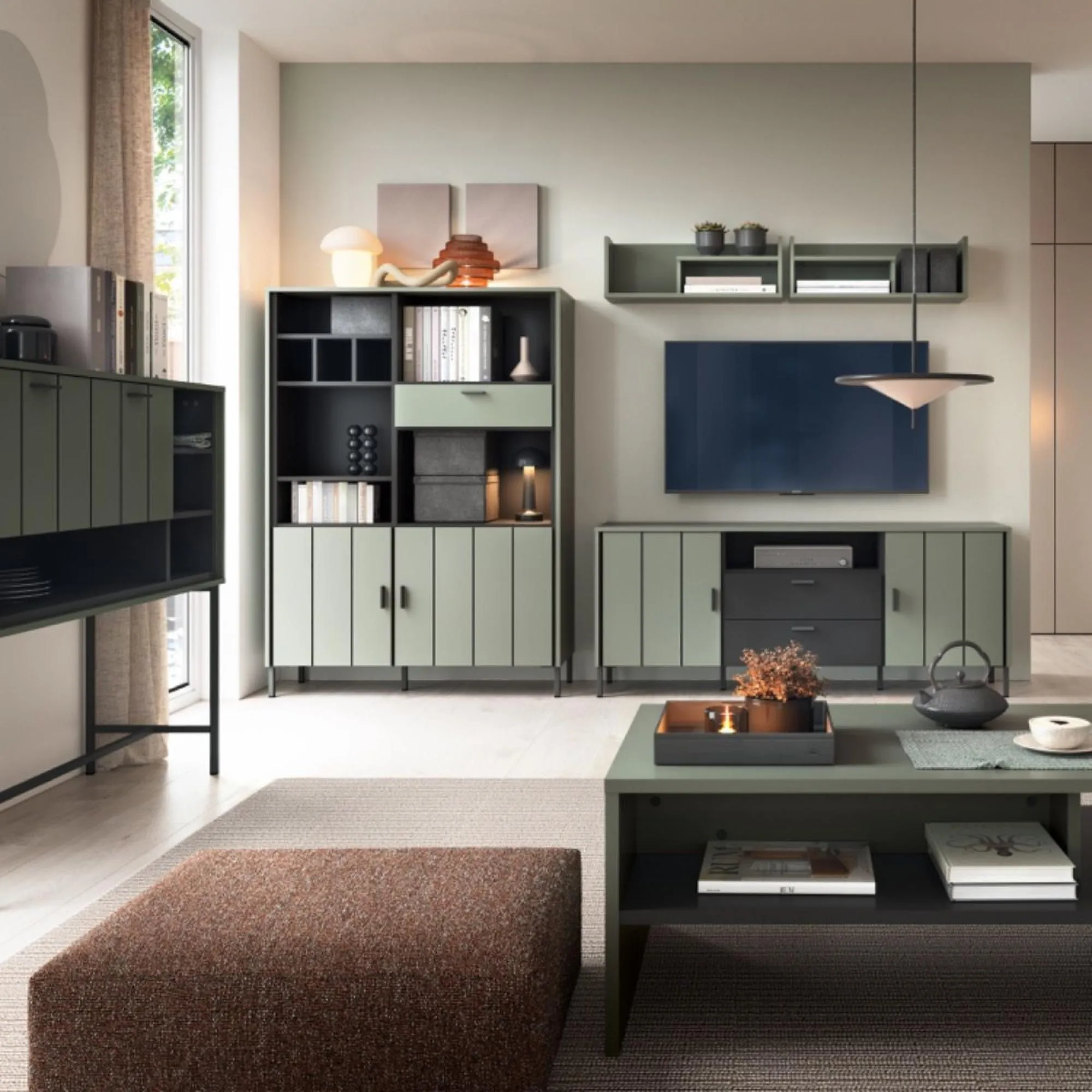 Arundel 2 Drawer Medium TV Unit - Green