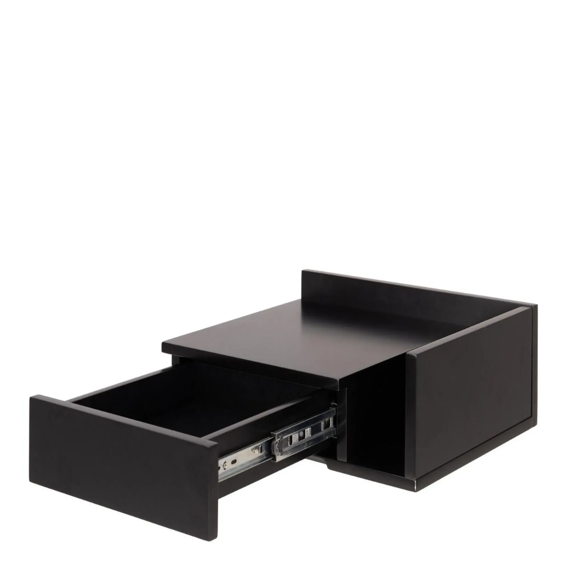 Ashlan 1 Drawer Floating Bedside Table with Shelf - Black