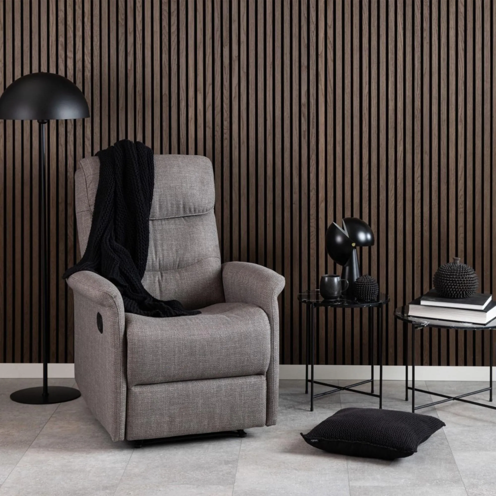 Avila Round Side Table - Black, Marble