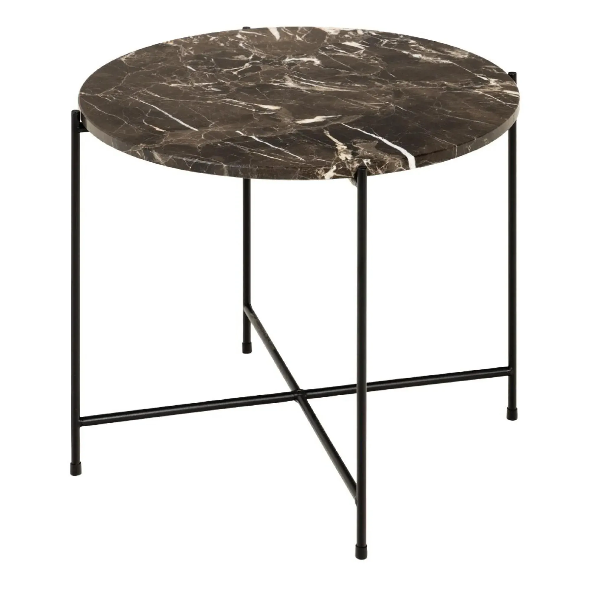 Avila Round Side Table - Brown, Marble