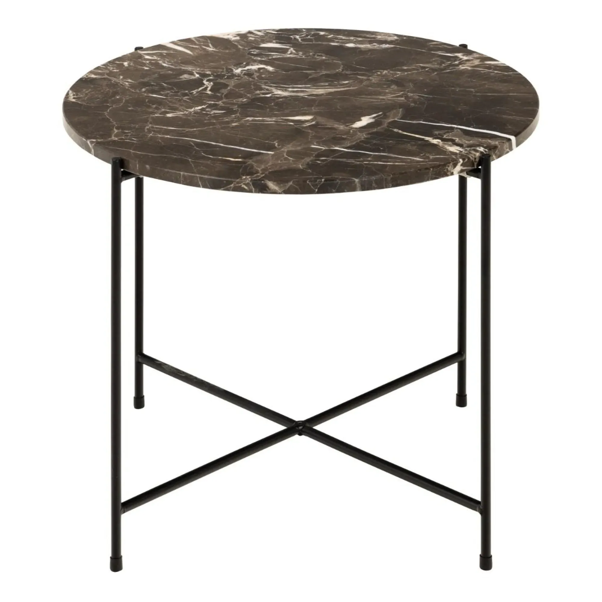 Avila Round Side Table - Brown, Marble