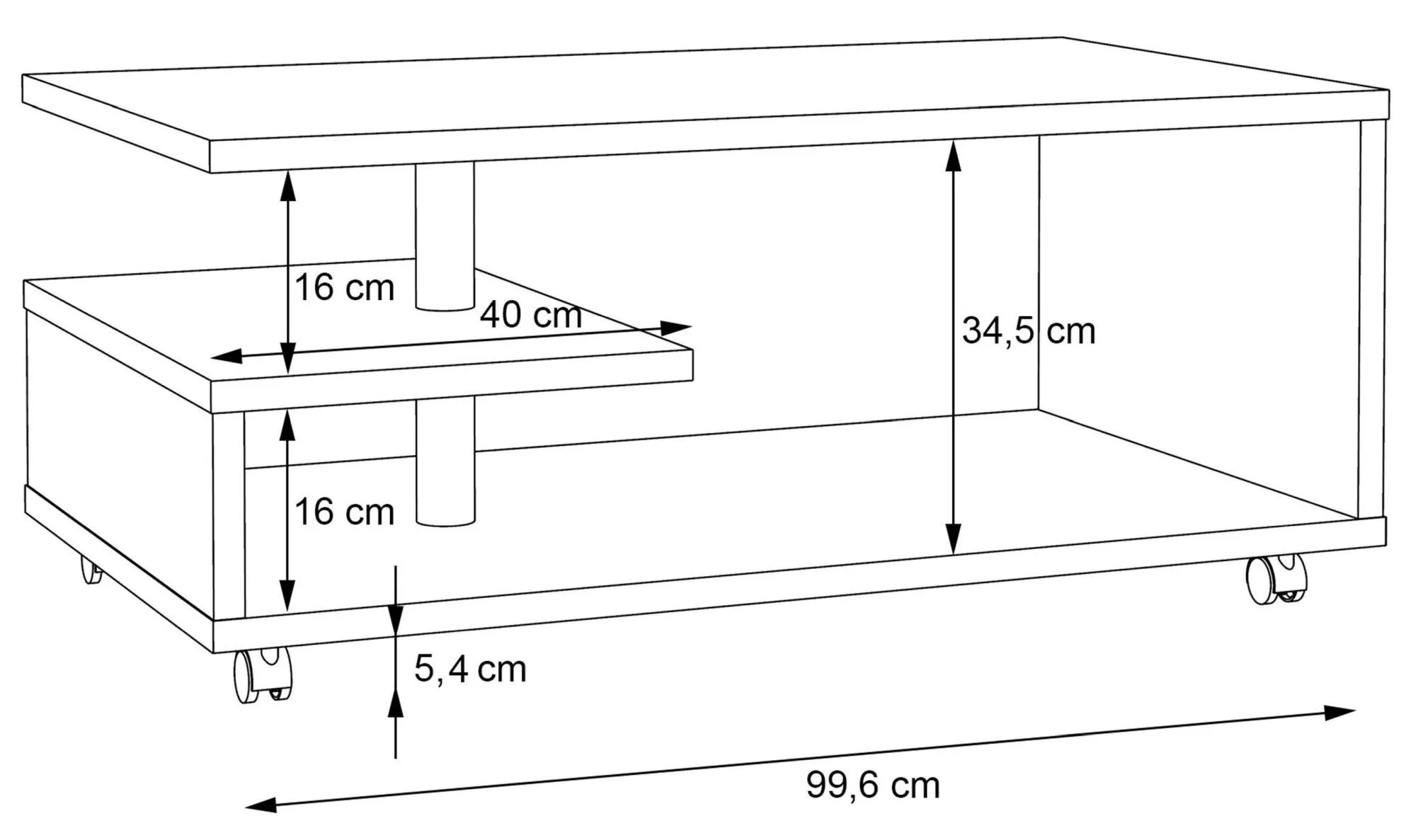 Bailey G-Shape Coffee Table - Antique Oak