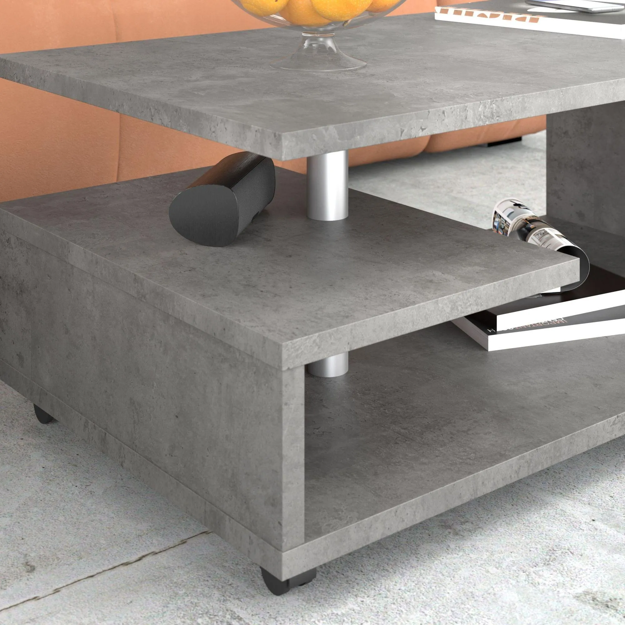 Bailey G-Shape Coffee Table - Dark Grey