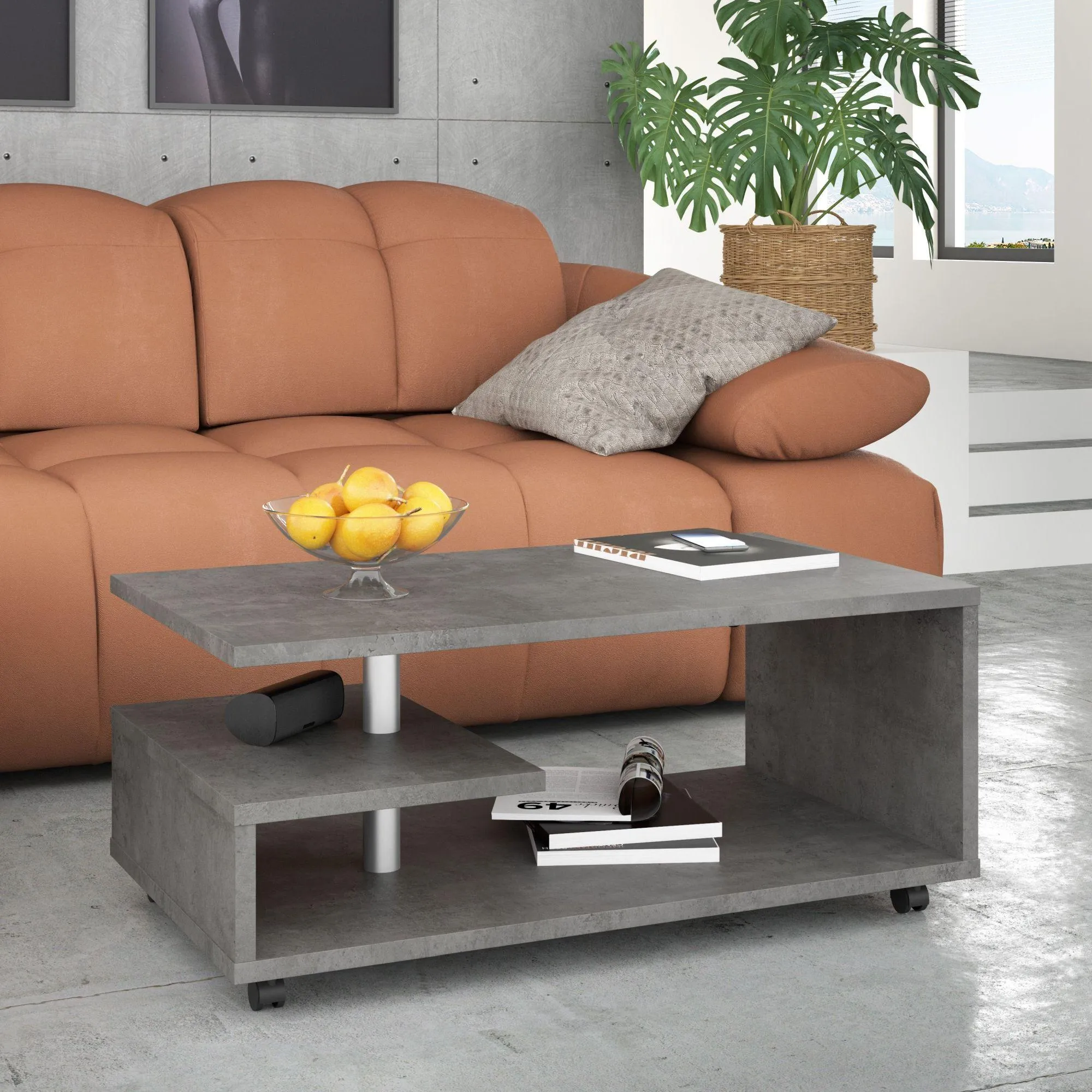 Bailey G-Shape Coffee Table - Dark Grey