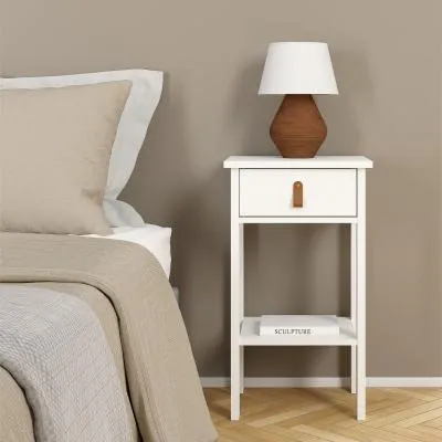 Barcelona 1 Drawer Bedside Table - White