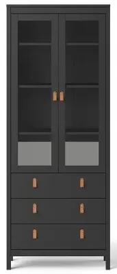 Barcelona 2 Door Display Cabinet - Black