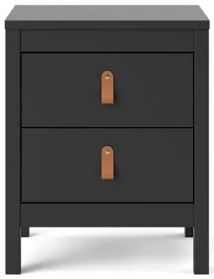 Barcelona 2 Drawer Bedside Cabinet - Black image