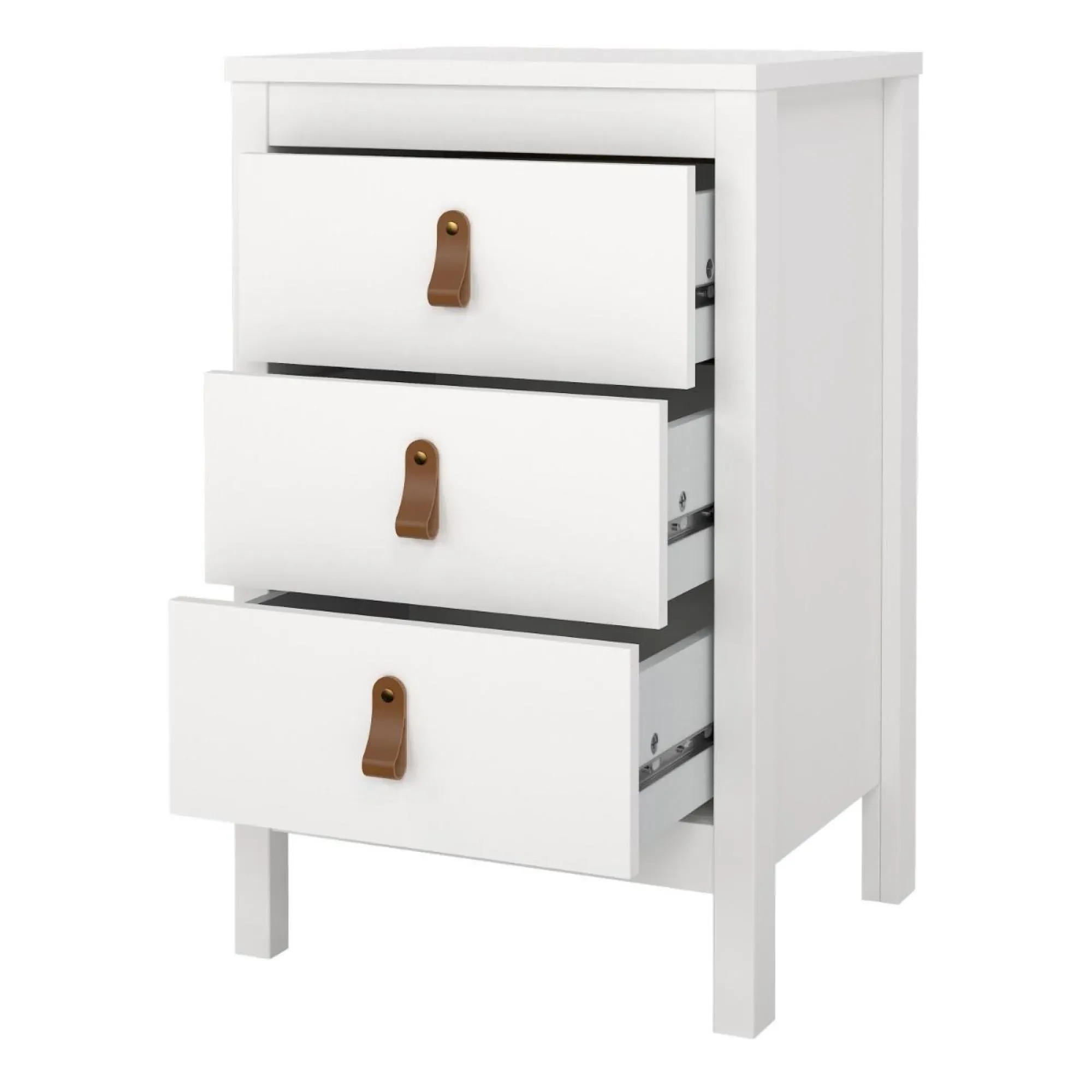 Barcelona 3 Drawer Bedside Table - White