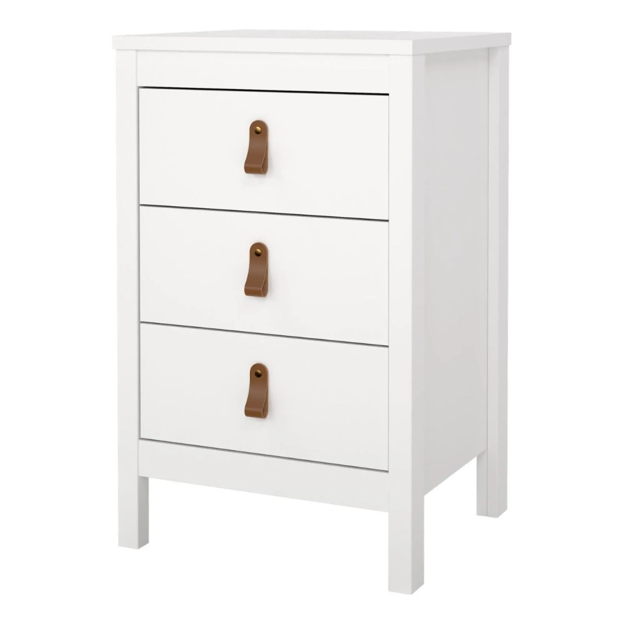 Barcelona 3 Drawer Bedside Table - White