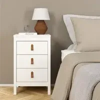 Barcelona 3 Drawer Bedside Table - White