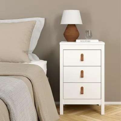 Barcelona 3 Drawer Bedside Table - White image
