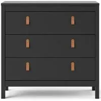 Barcelona 3 Drawer Small Chest - Black