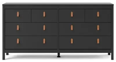 Barcelona 8 Drawer Wide Dresser - Black