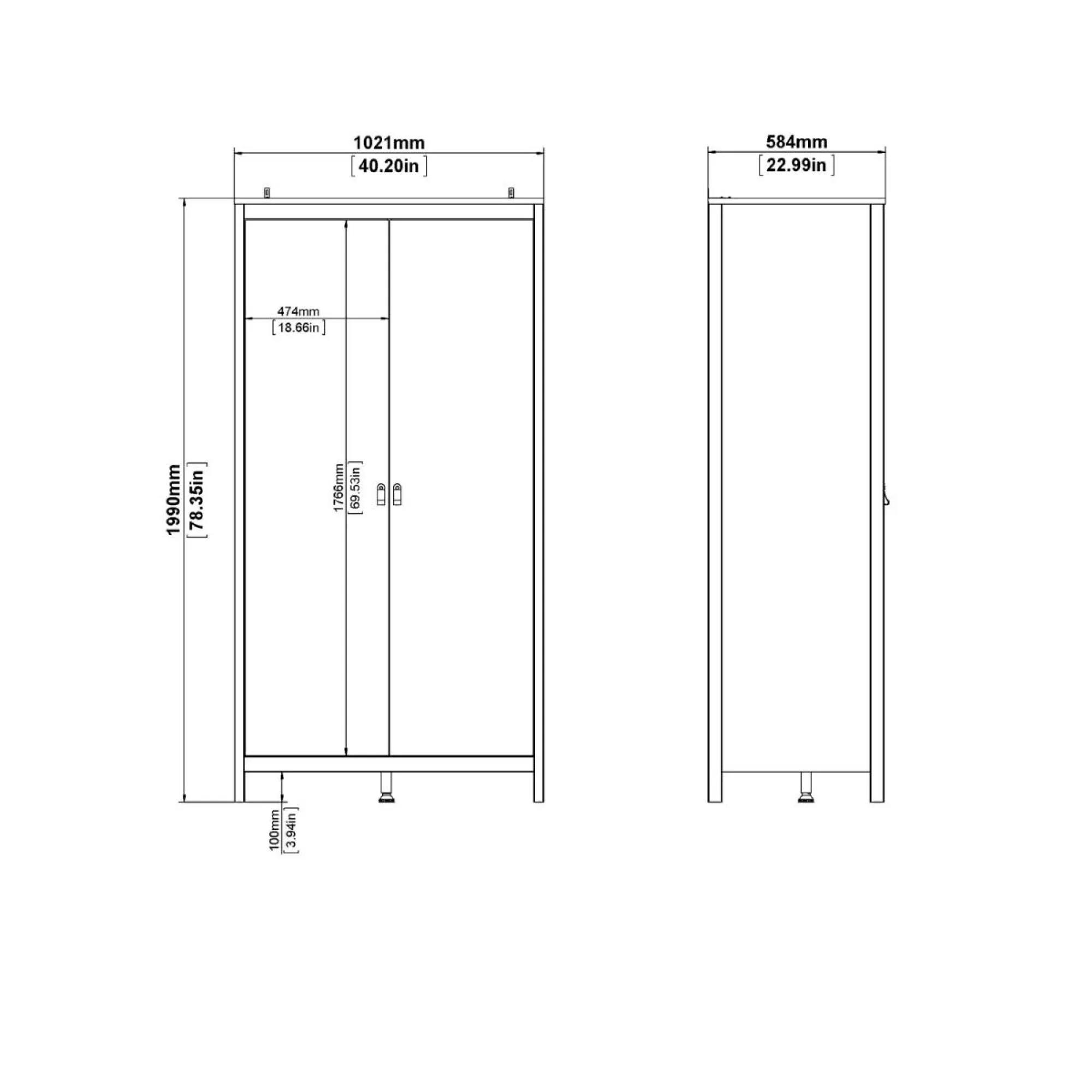 Barcelona Jackson 2 Door Wardrobe - Oak