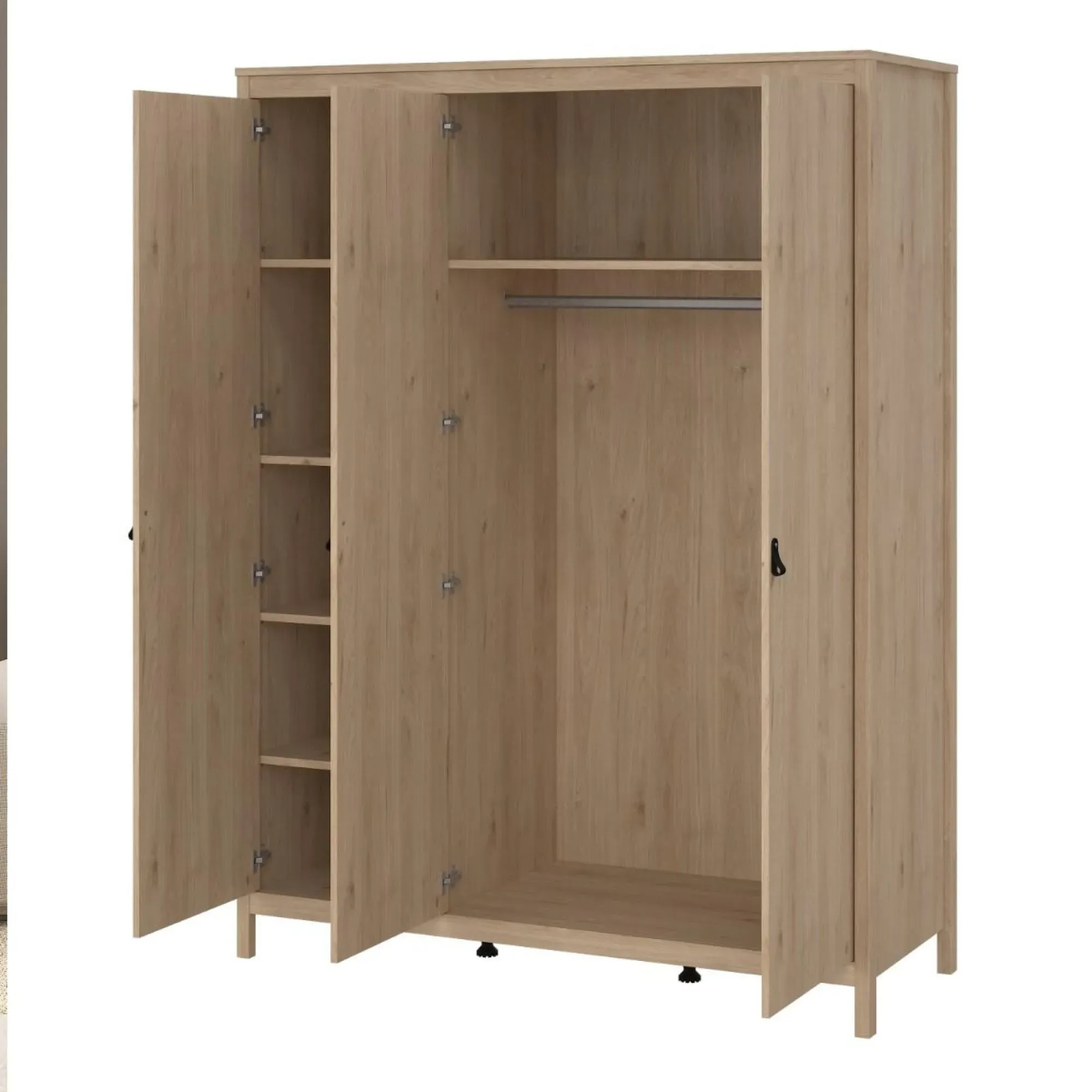 Barcelona Jackson Hickory 3 Door Wardrobe - Oak